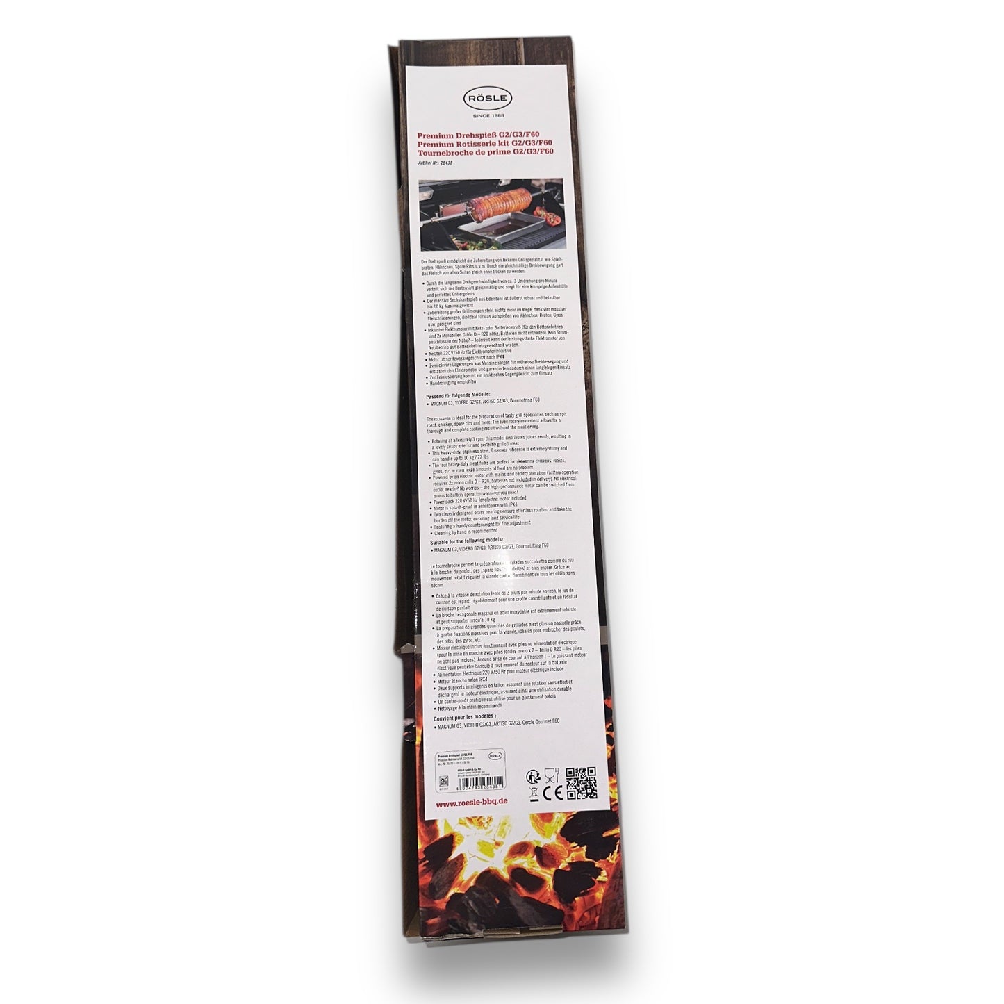 Rösle 25435 Drehspieß Premium für BBQ-Stationen, Traglast 10 kg, Edelstahl 18/10