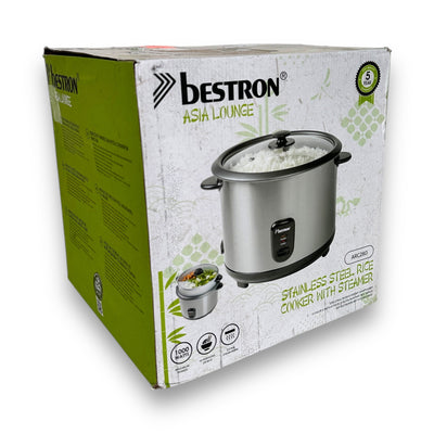 Bestron Reiskocher inklusive Dampfgar Spülmaschinengeeignet, Silber