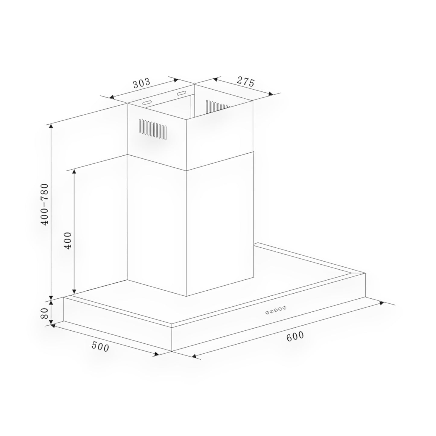 Hanseatic Wandhaube 60cm SY-3503C1-P1-C120-L52-600 edelstahl