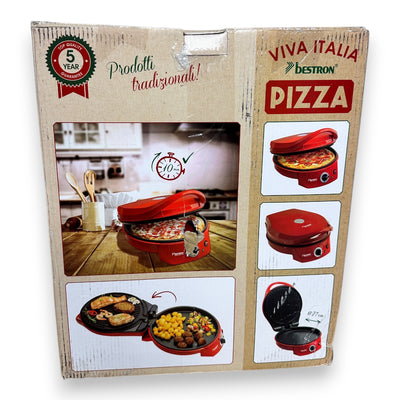 Bestron APZ400 elektrischer Pizzaofen Pizza Maker 1.800 Watt Rot