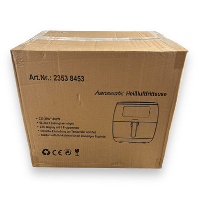 Hanseatic Heißluftfritteuse XXL 6 L HFH1800-6BD Touchdisplay 8 voreingestellte Programme