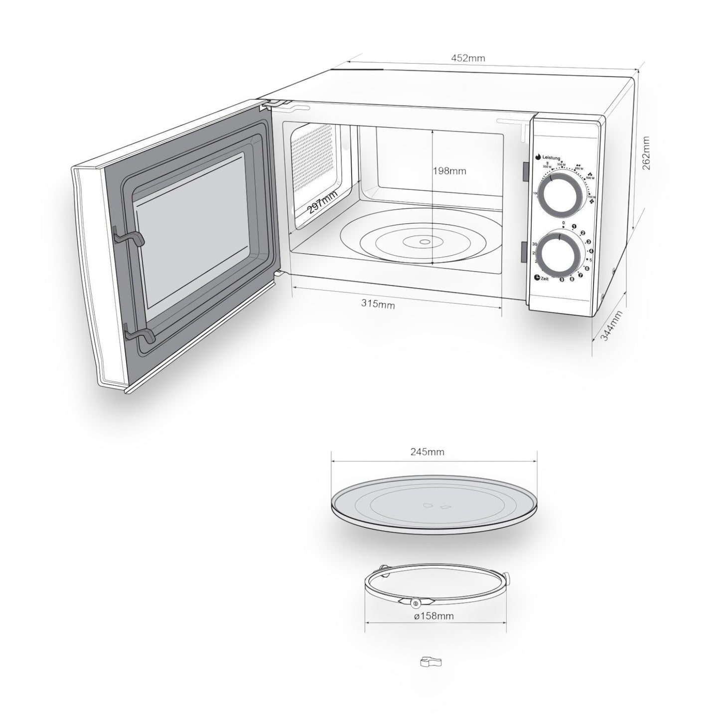 Hanseatic SMH207P3H-P Mikrowelle 700W weiß
