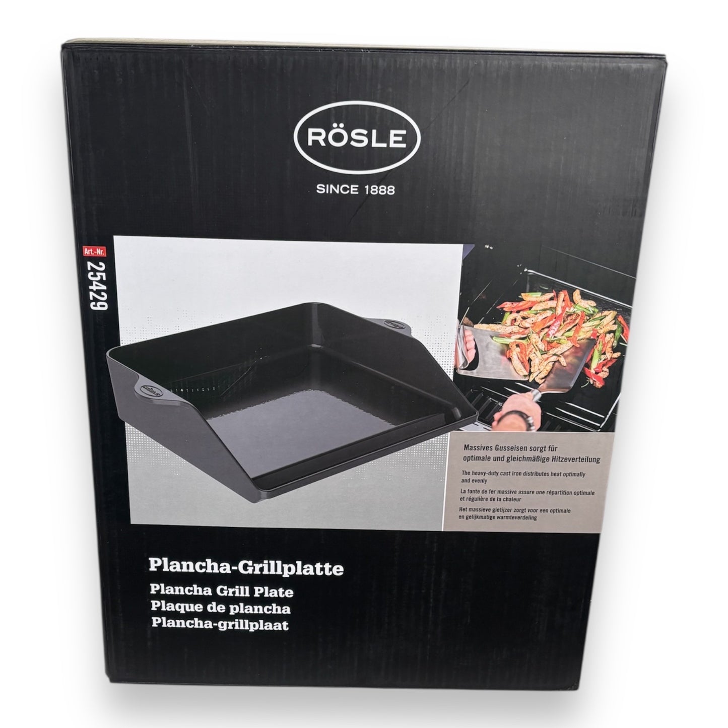 Rösle 25429 Grillplatte Plancha aus porzellanemailliertem Gusseisen für Fleisch und Gemüse