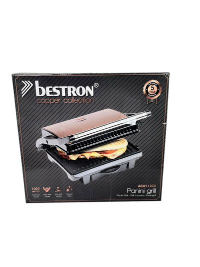 Bestron ASW113CO Elektrogrill 1000 Watt Sandwich Grill Kupfer