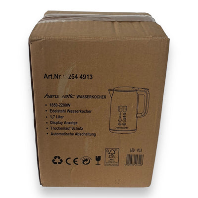 Hanseatic Wasserkocher HWK172200DBD mit Temperaturvorwahl Warmhaltefunktion, extra großes Display