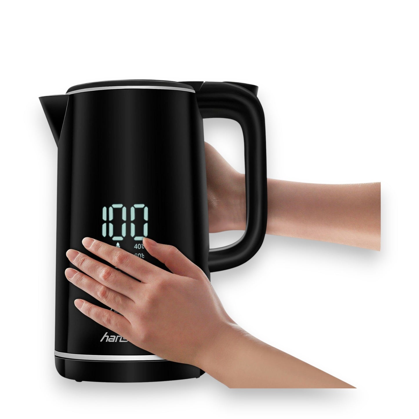 Hanseatic Wasserkocher HWK172200DBD mit Temperaturvorwahl Warmhaltefunktion, extra großes Display