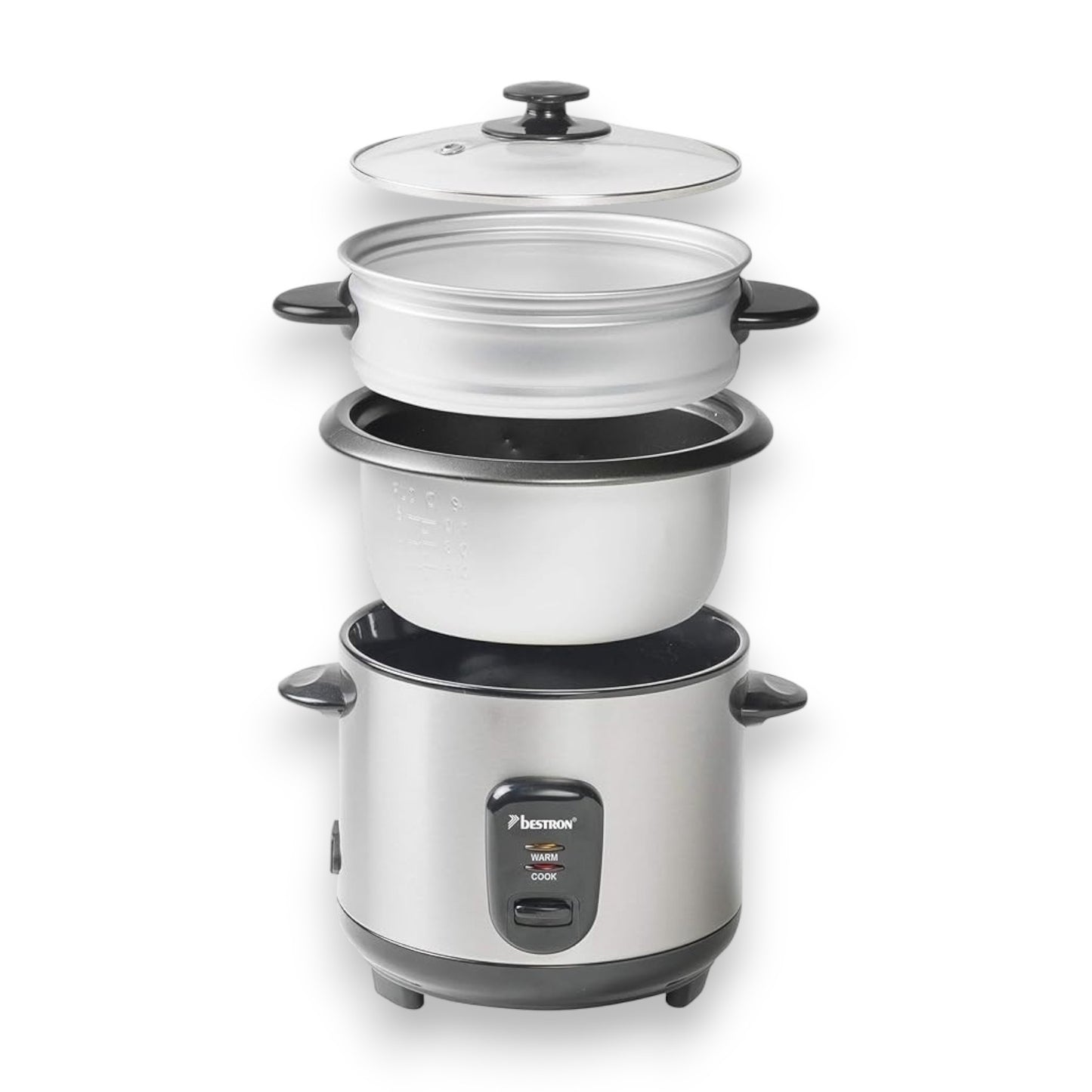Bestron Reiskocher mit Dampfgar-Aufsatz inkl. Messbecher & Reislöffel für 4-6 Personen