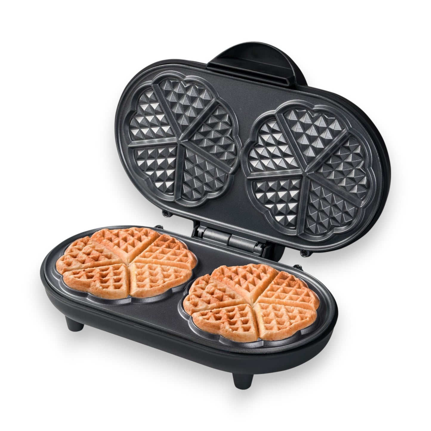 Bestron Doppel-Waffeleisen Herzwaffeleisen Mattschwarz