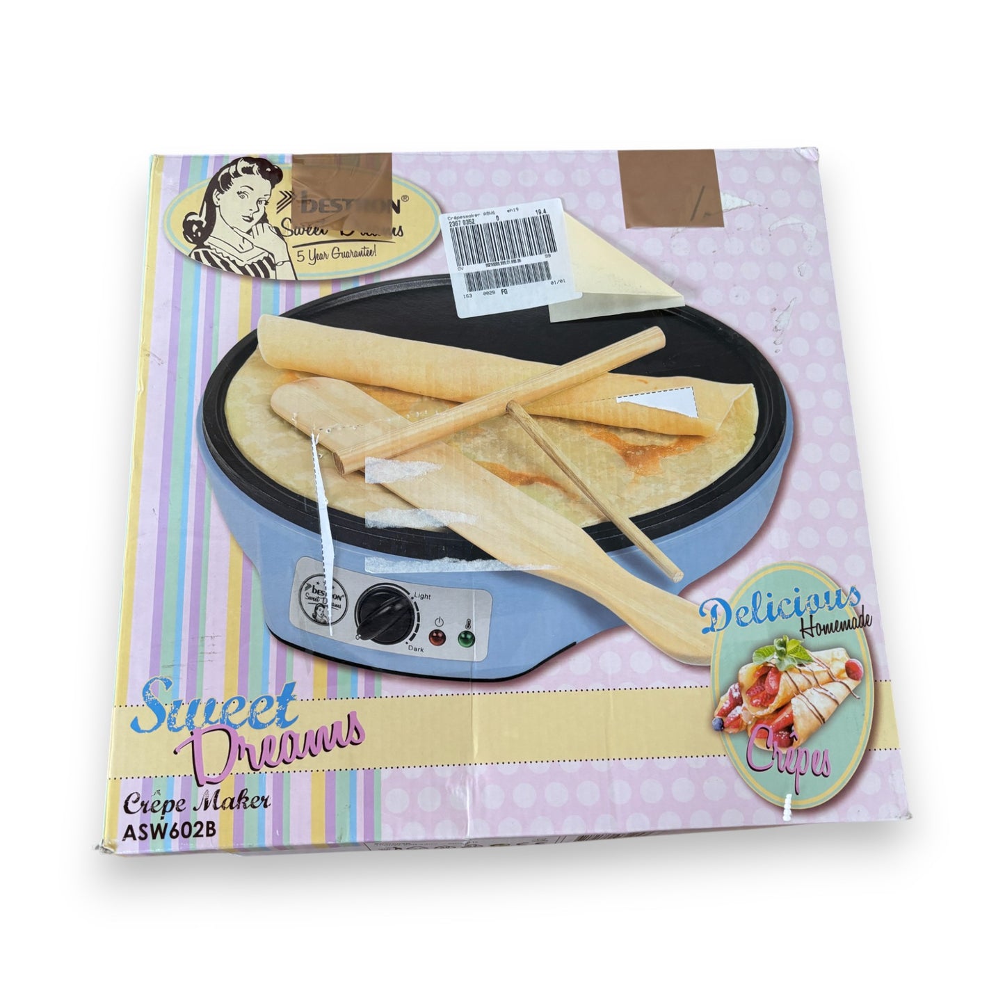Bestron ASW602B Crêpes Maker Retro Design 1000W Blau