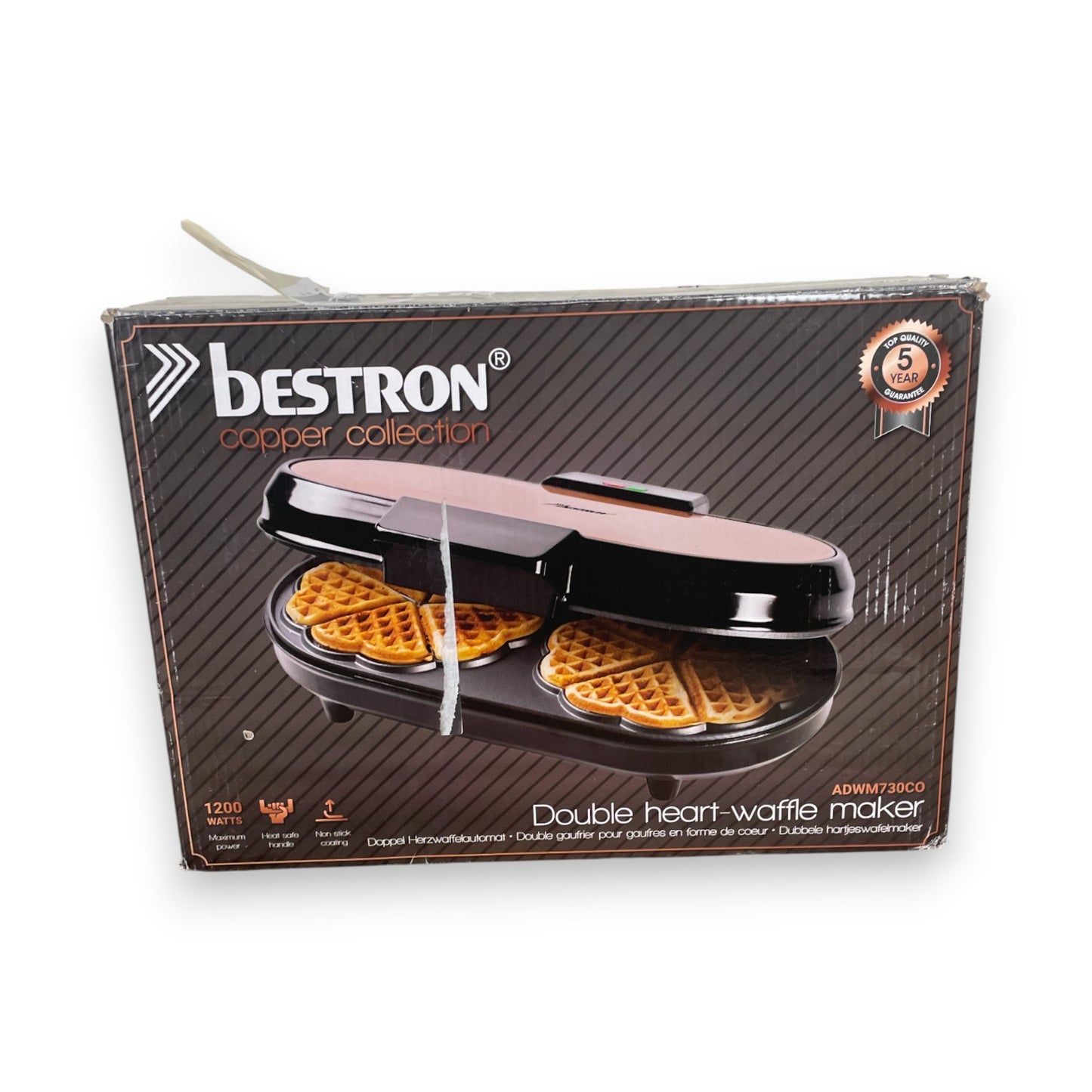 Bestron Doppel-Waffeleisen für klassische Herzwaffeln 1200 W
