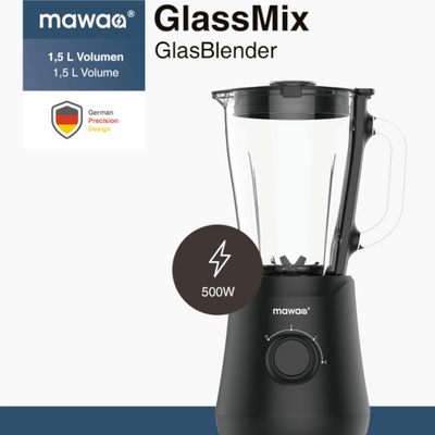 Mawaa Glas-Standmixer 1,5 L Edelstahlmesser 500 W spülmaschinengeeignet