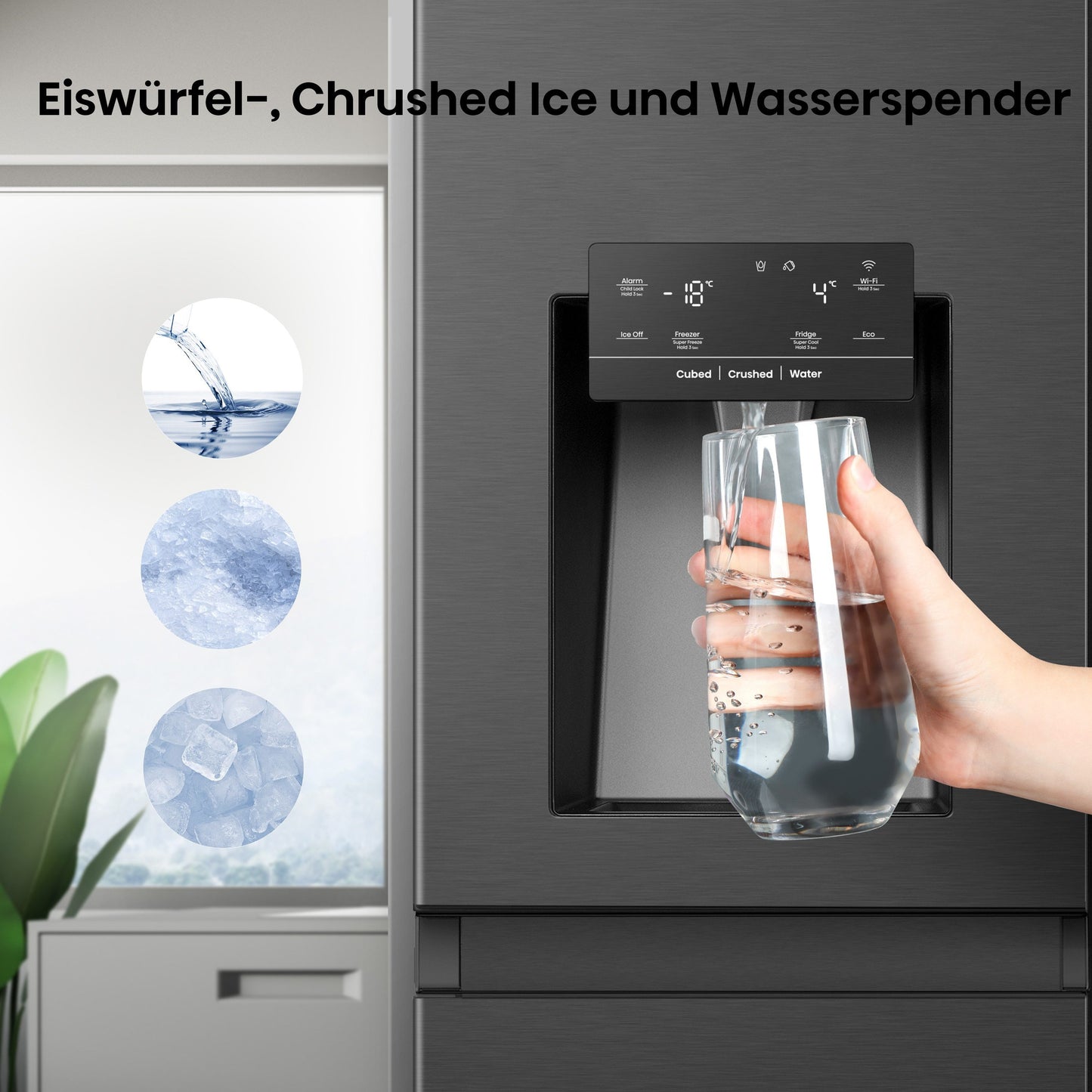 Hisense Side-by-Side Kühlschrank RS818N4TFC MetalCooling, No Frost Wassertank