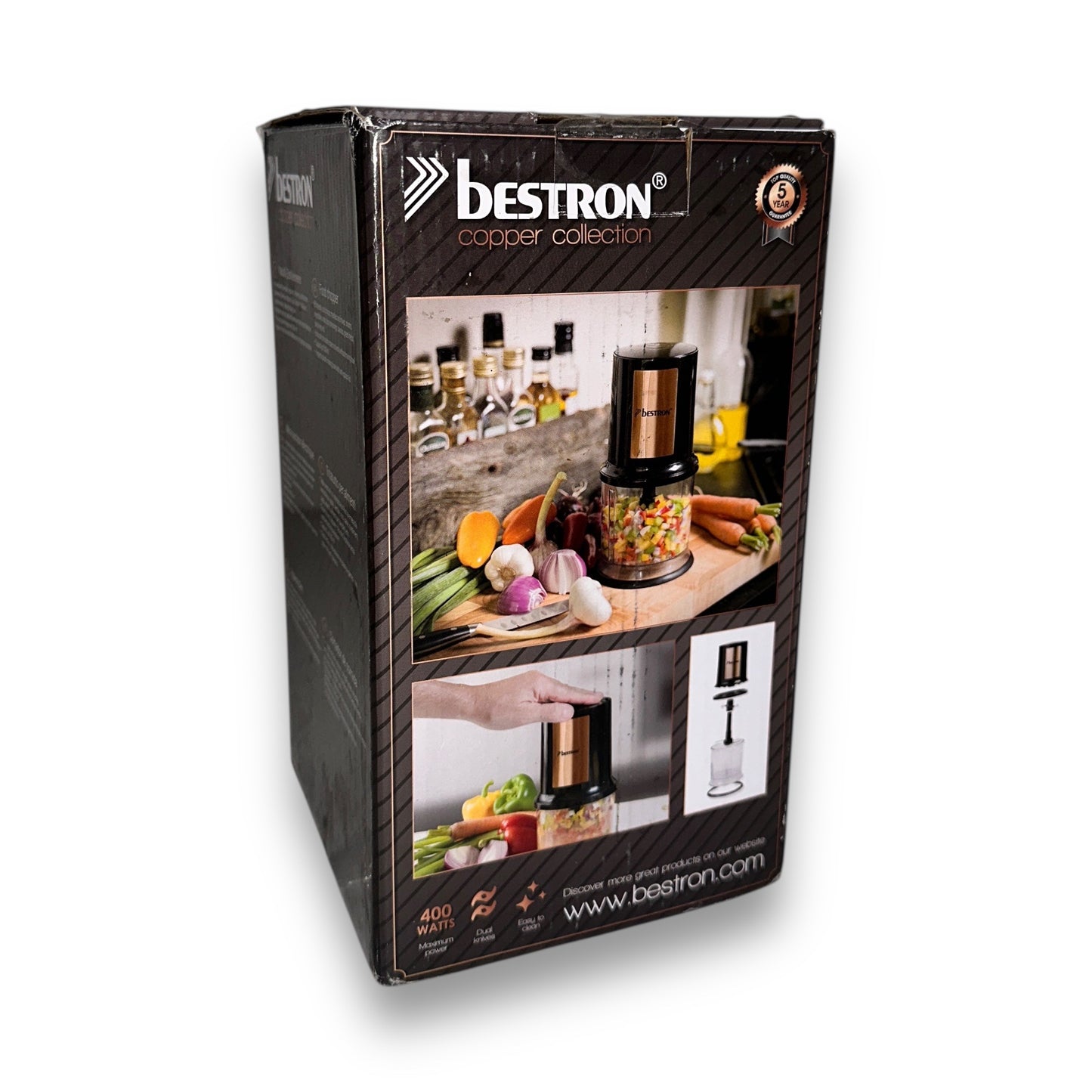 Bestron elektrischer Multi-Zerkleinerer mit zwei Schneidemessern 500ml 400 Watt AKC200CO