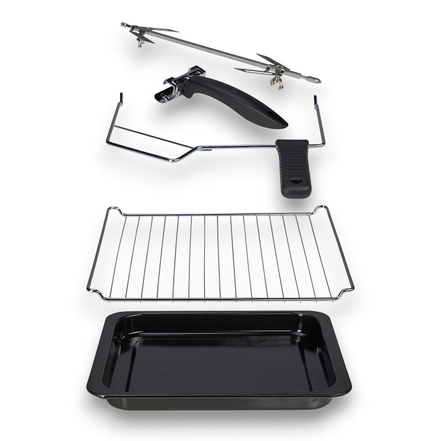 Hanseatic 1600 W Minibackofen 17194935 Grillrost, Fettpfanne, Drehspieß 30 L