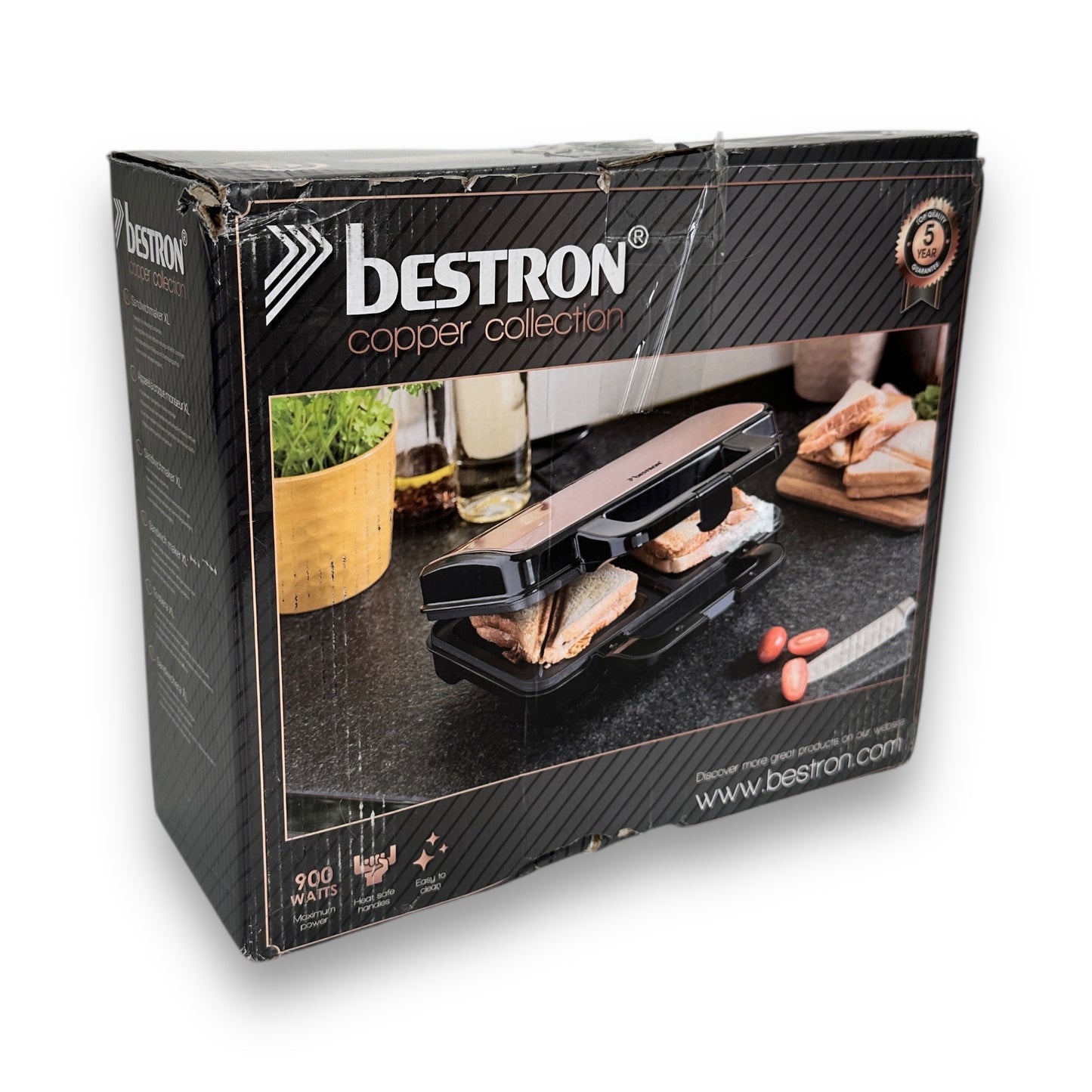 Bestron Sandwichmaker ASM90XL 900 W Abschaltautomatik