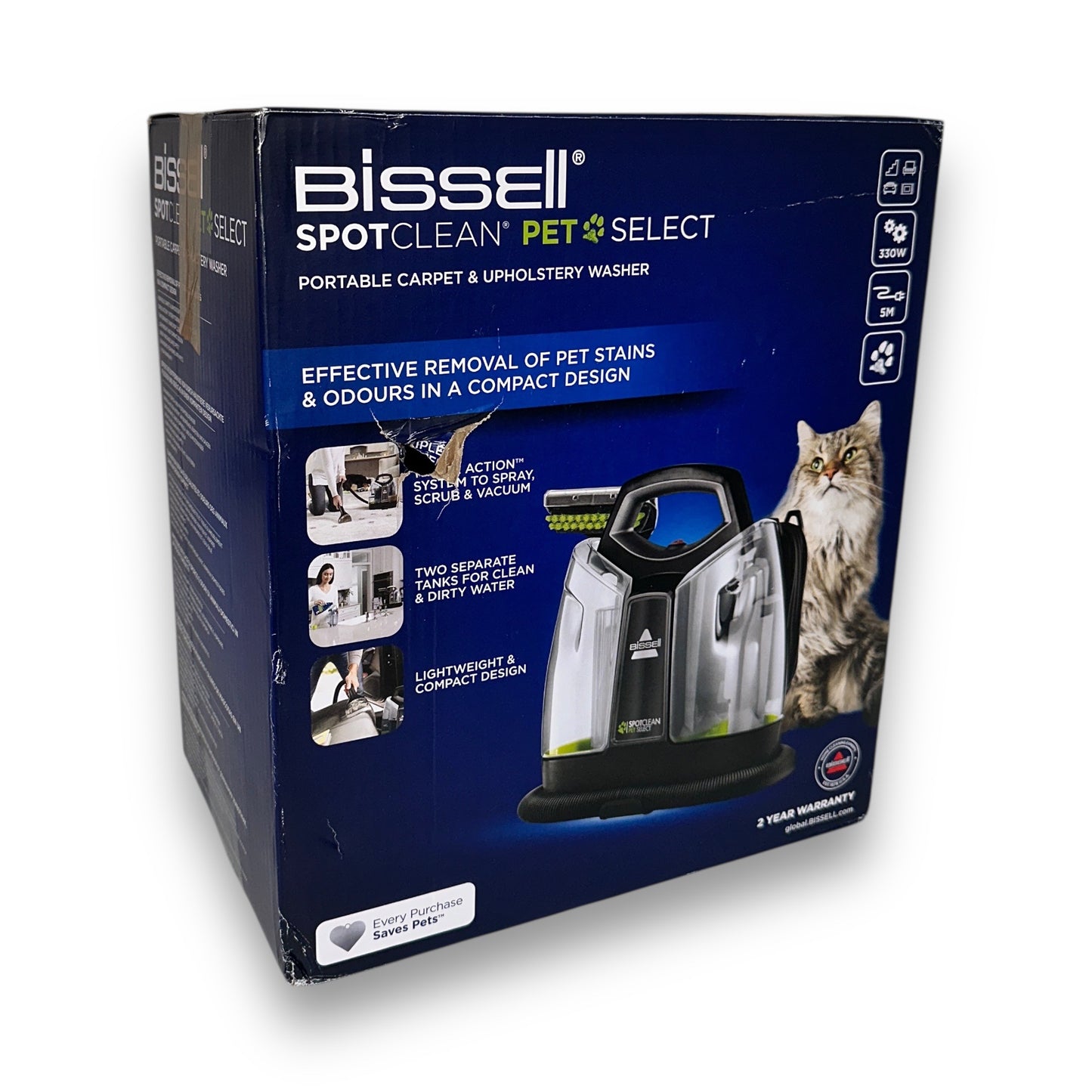Bissell Wasch-Sauger 37288 SpotClean Pet Select beutellos, Haustieraufsatz, reinigt Flecken auf Teppich, Polster, Treppe&Autositz