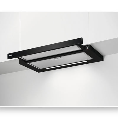 AEG DPE5660B Flachschirmhaube Hochleistungsmotor, Abluft- und Umluftbetrieb, Leuchtstreifen