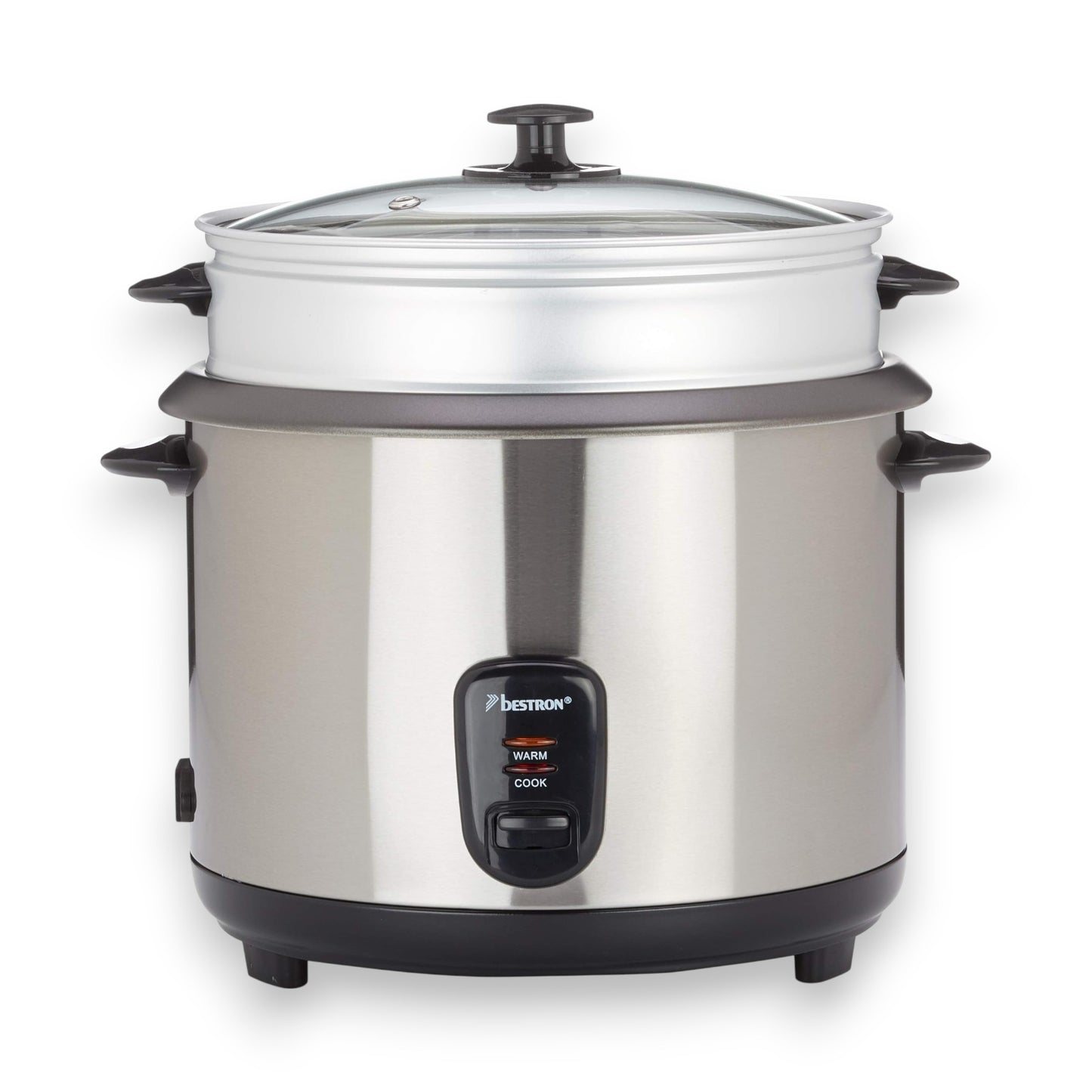 Bestron Reiskocher inklusive Dampfgar Spülmaschinengeeignet, Silber