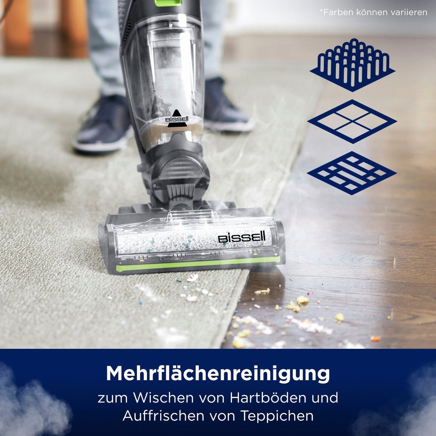 Bissell 3527N Nass-Trocken-Sauger CrossWave® Hydrosteam PET Select, Dampffunktion 1100 W, beutellos