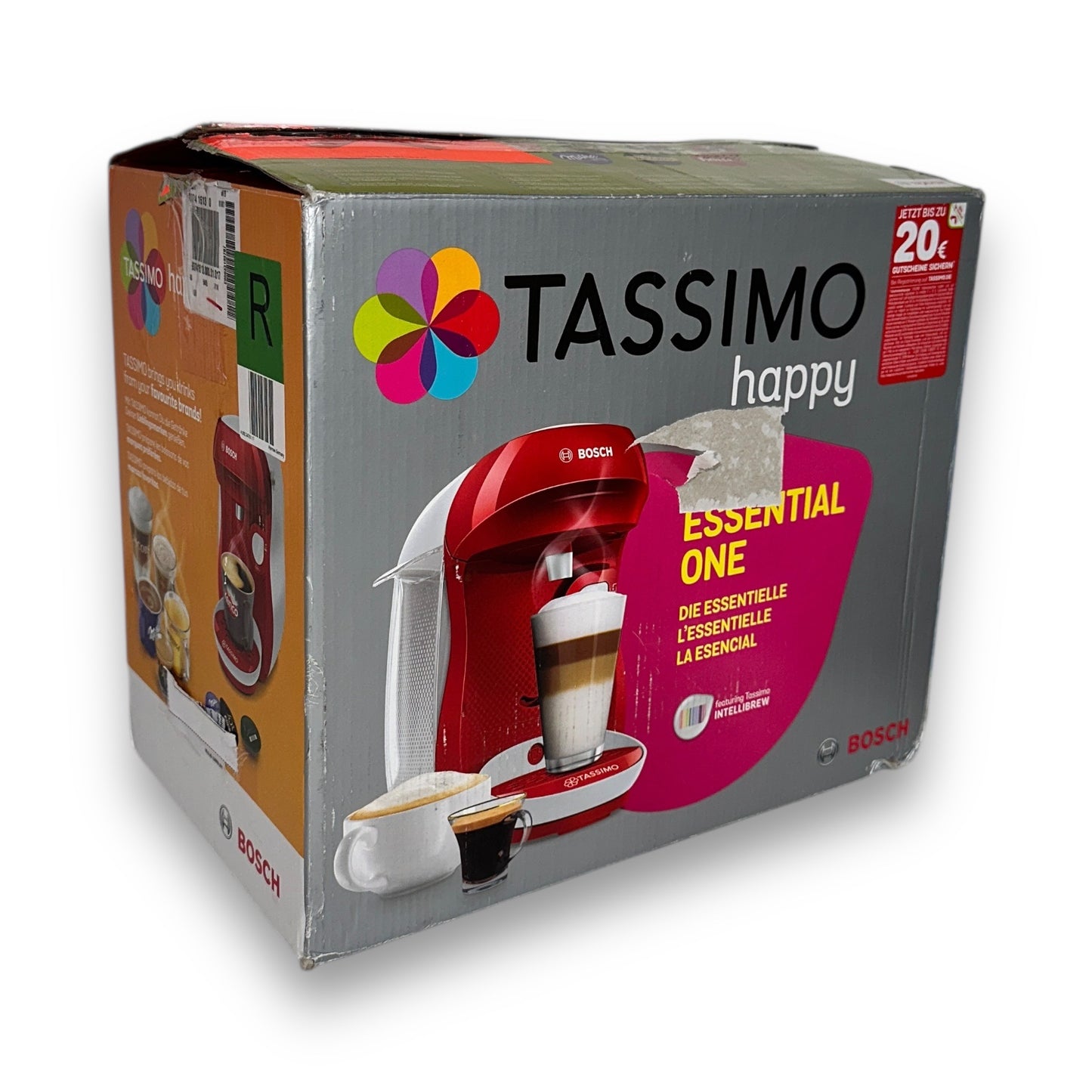 Tassimo Kapselmaschine Happy TAS1006 über 70 Getränke 0,7 L, rot/weiß