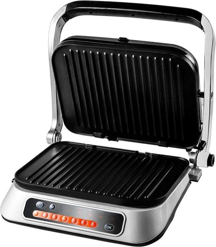 Hanseatic GC5005l-GS Kontaktgrill Silber 2100W 7 Grillprogramme