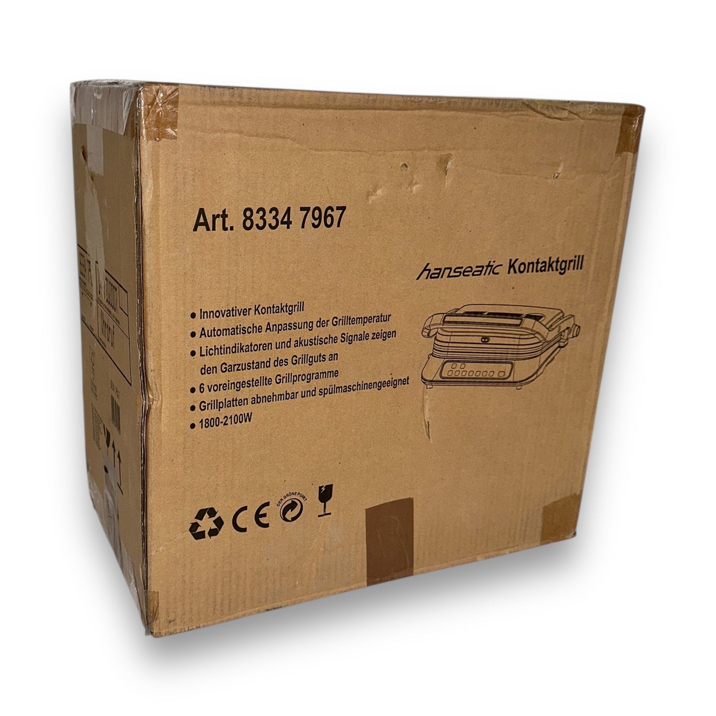 Hanseatic GC5005l-GS Kontaktgrill Silber 2100W 7 Grillprogramme