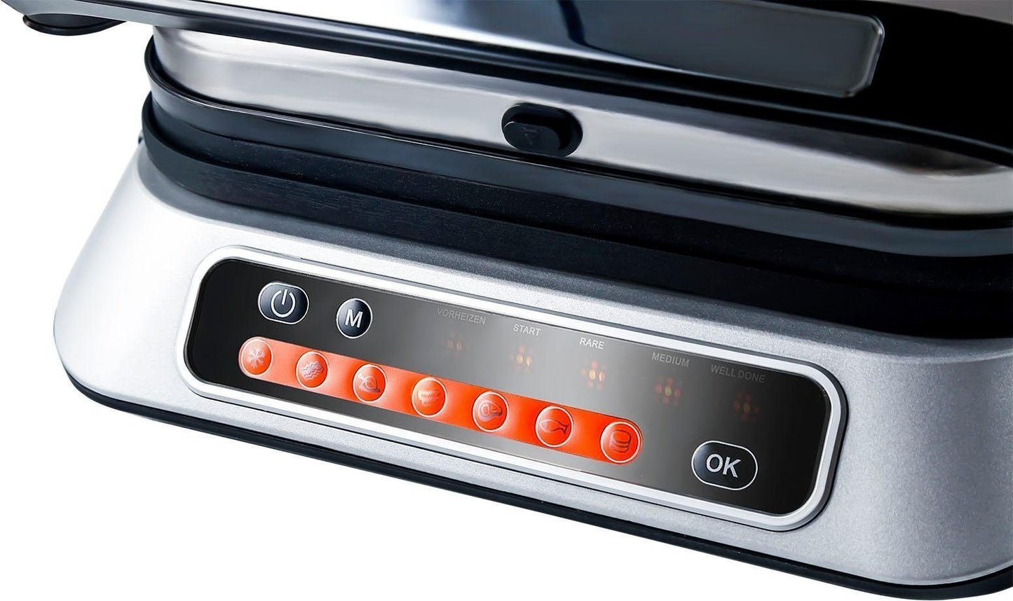 Hanseatic GC5005l-GS Kontaktgrill Silber 2100W 7 Grillprogramme