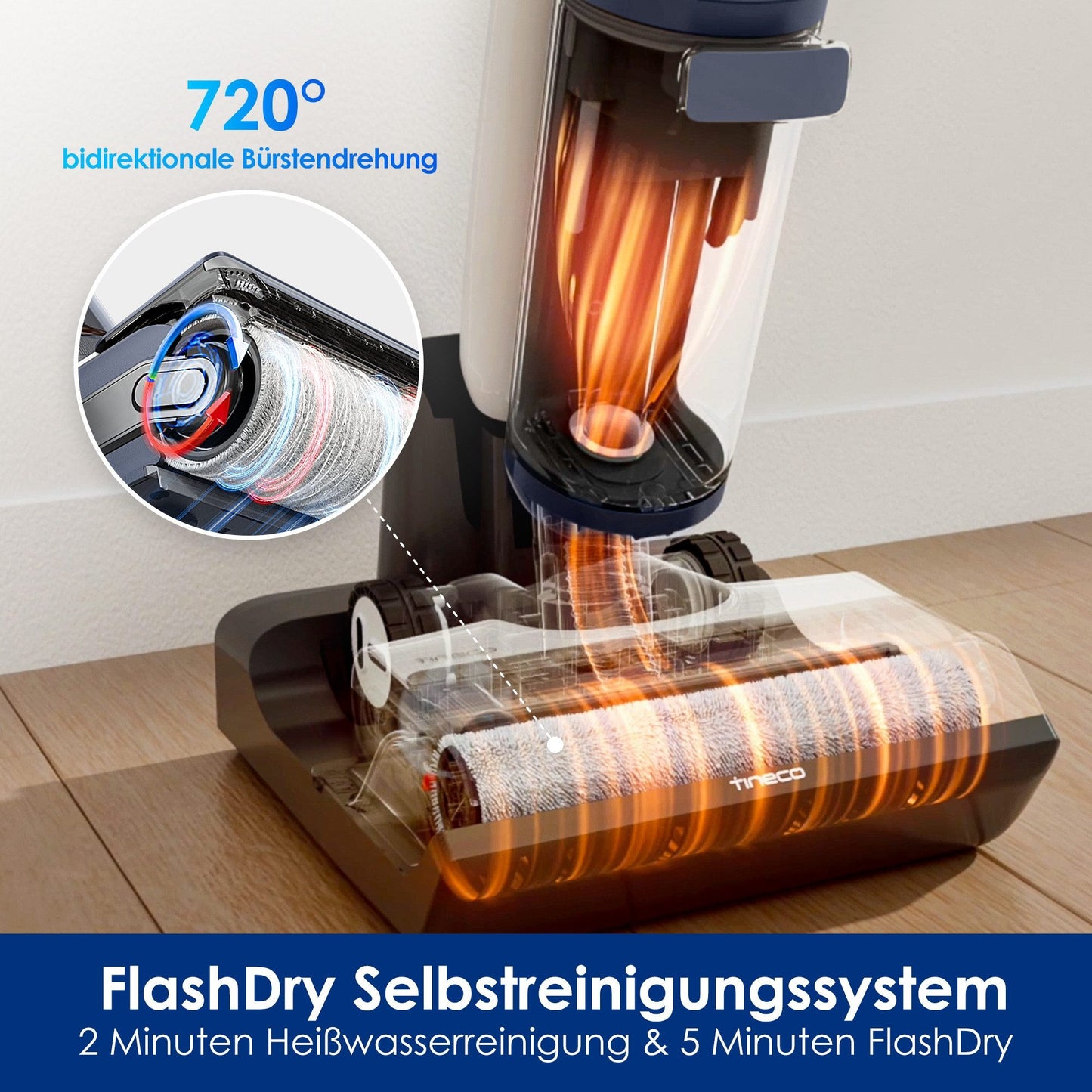 Tineco Nass-Trocken-Sauger Floor One Switch S7 PET Heißluft-Trocknung 250 W, beutellos Tierhaare Teppich & Hartboden