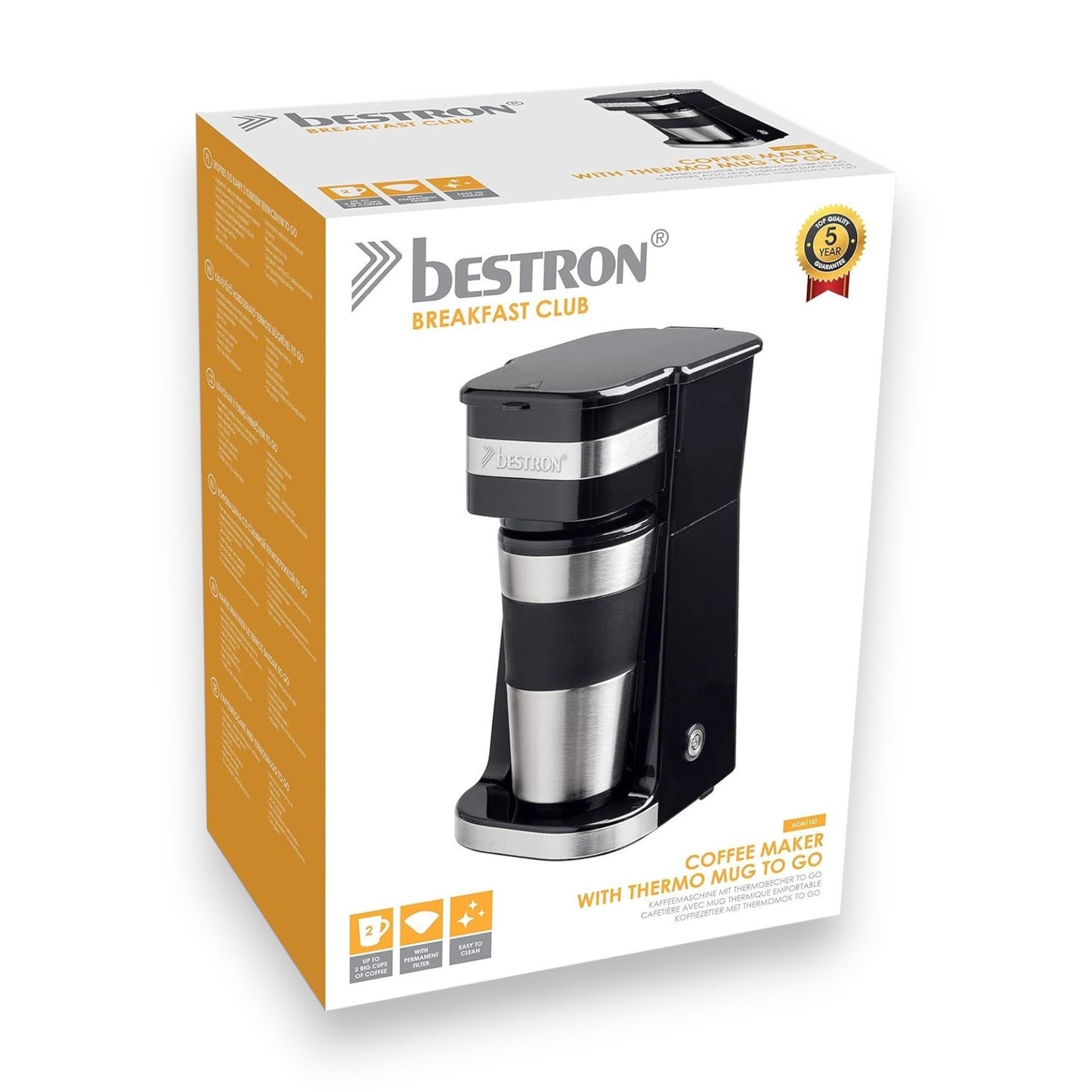 Bestron Filterkaffeemaschine 0,42l Kaffeekanne, Camping Kaffeemaschine für gemahlenen Filterkaffee