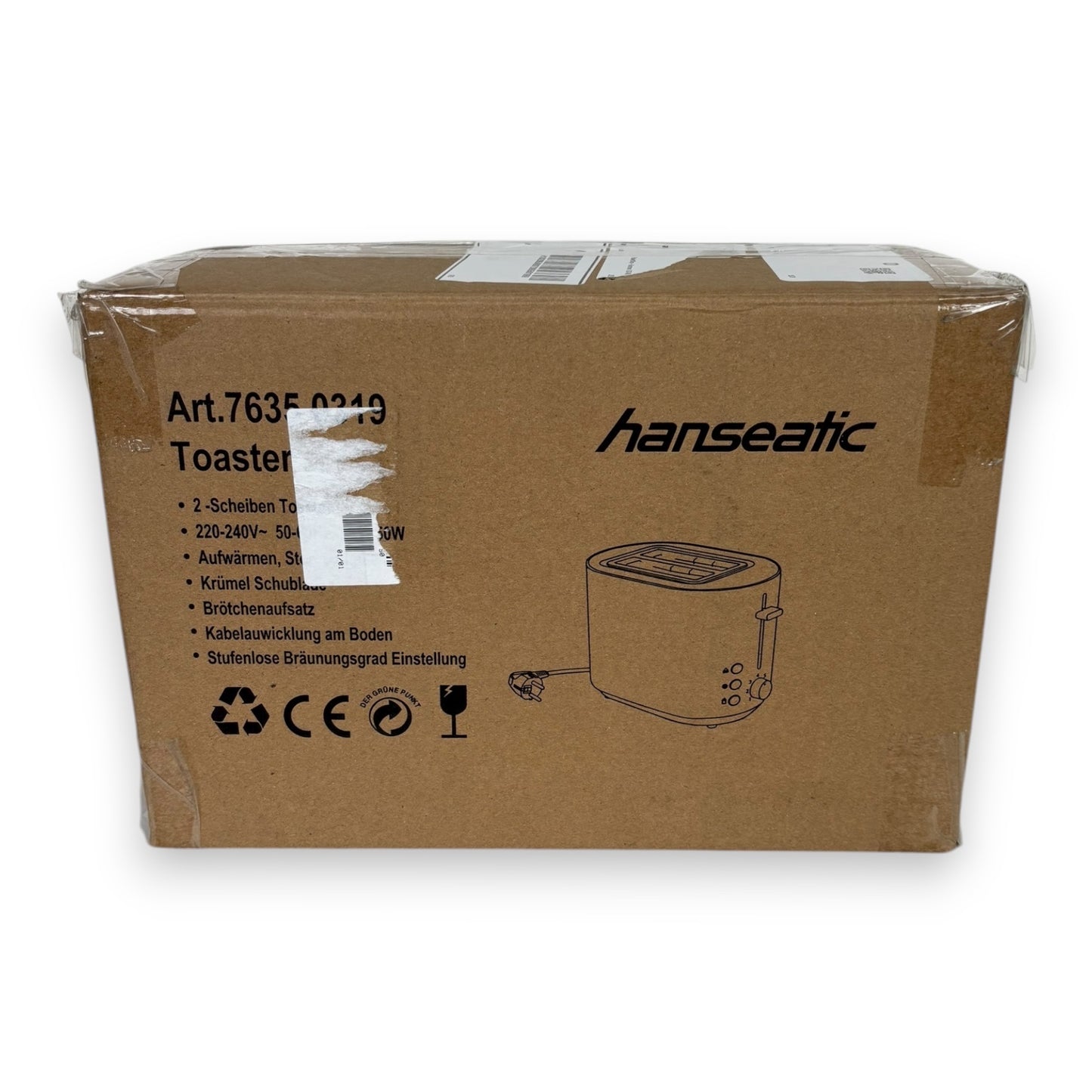 Hanseatic Toaster HT2850WD 2-Scheiben weiß Edelstahl 850W