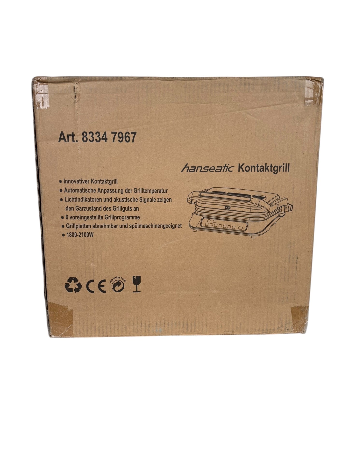 Hanseatic GC5005l-GS Kontaktgrill Silber 2100W 7 Grillprogramme