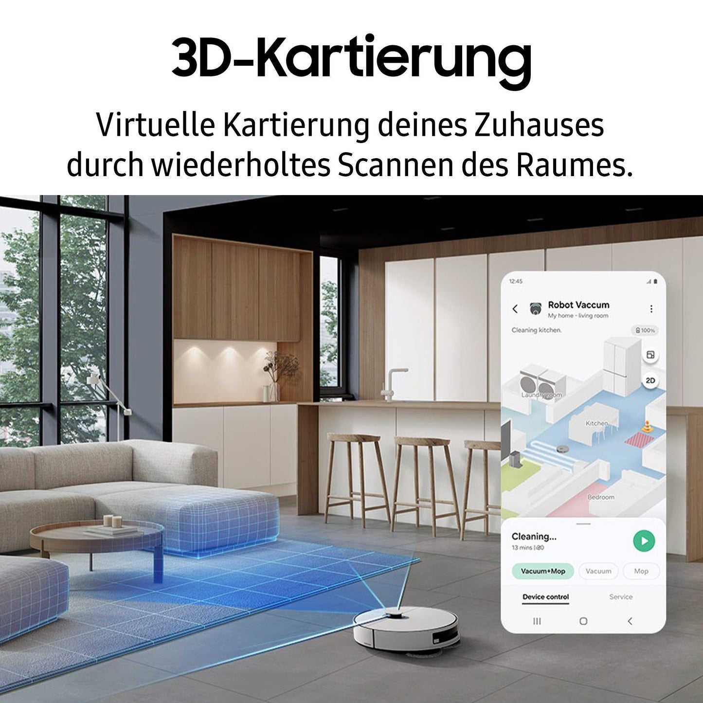 Samsung VR7MD97A14G/WD Saugroboter mit Wischfunktion BESPOKE Jet Bot Combo AI Steam, KI-Objekterkennung