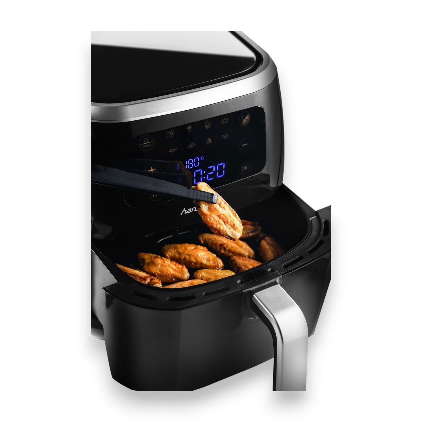 Hanseatic Heißluftfritteuse XXL 6 L HFH1800-6BD Touchdisplay 8 voreingestellte Programme