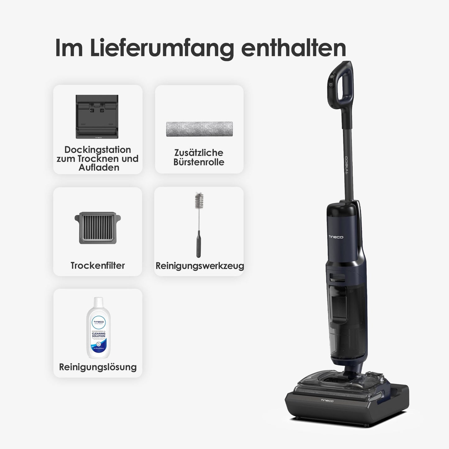 Tineco Floor One S7 Stretch Nass-Trocken-Sauger Grad Heißluft-Trocknung 180° Grad Neigung