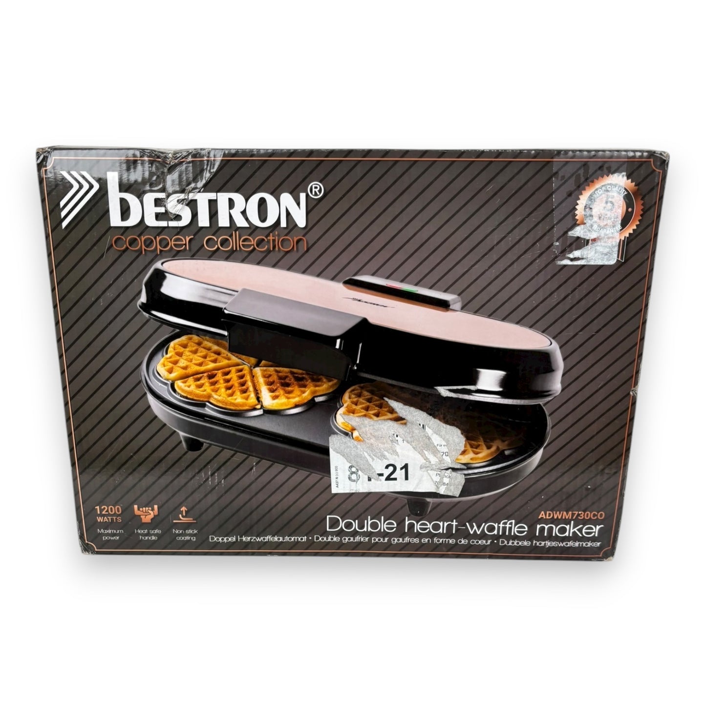 Bestron Doppel-Waffeleisen für klassische Herzwaffeln 1200 W 