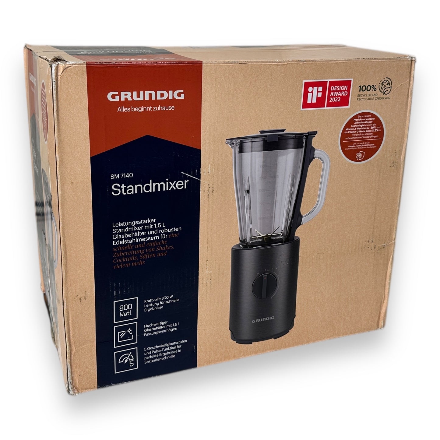 Grundig Standmixer Delisia Novus Hochwertiger Edelstahlkorpus Zirkoniumklingen