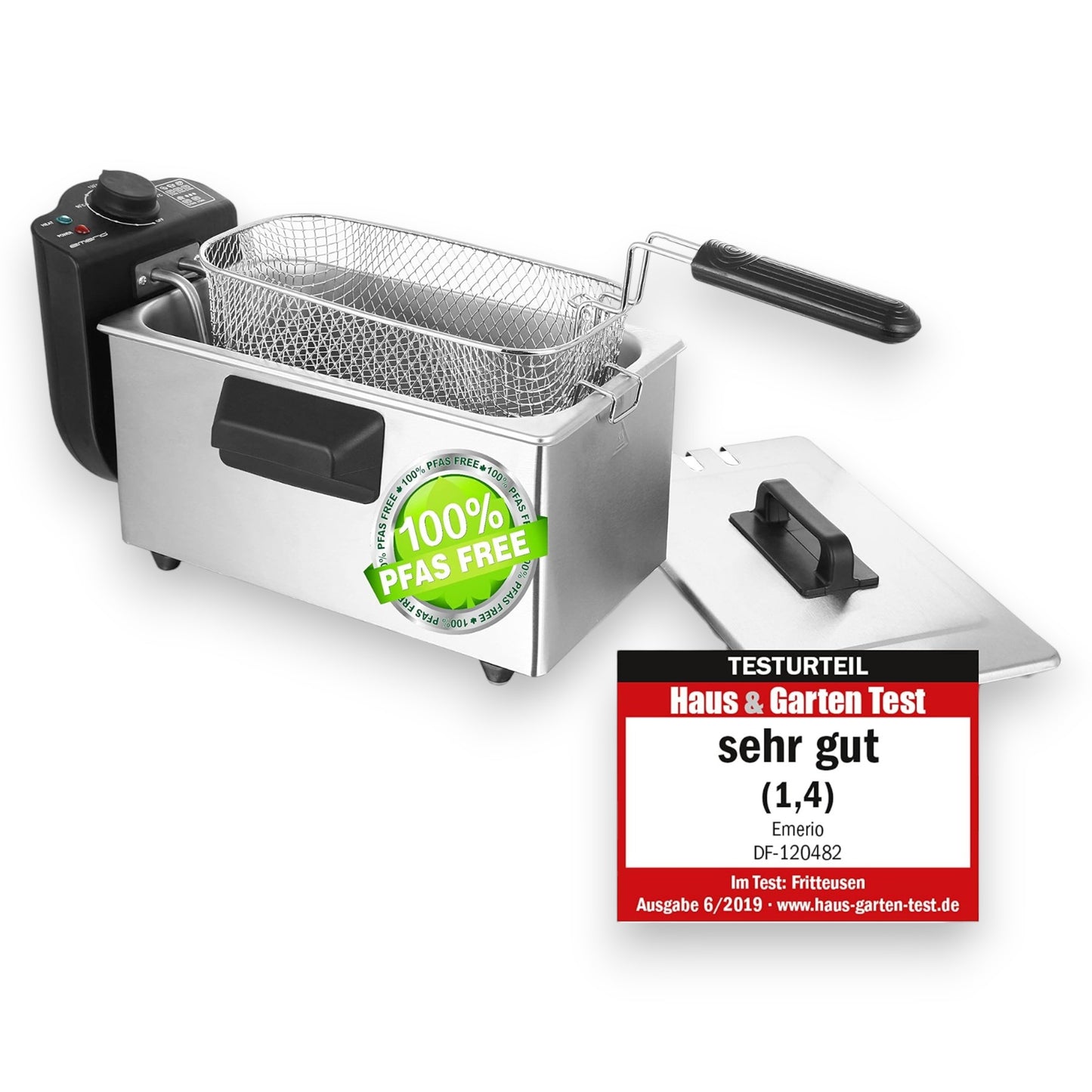 Emerio DF-120482 Kaltzonenfritteuse silberfarben Fassungsvermögen 0,6 kg