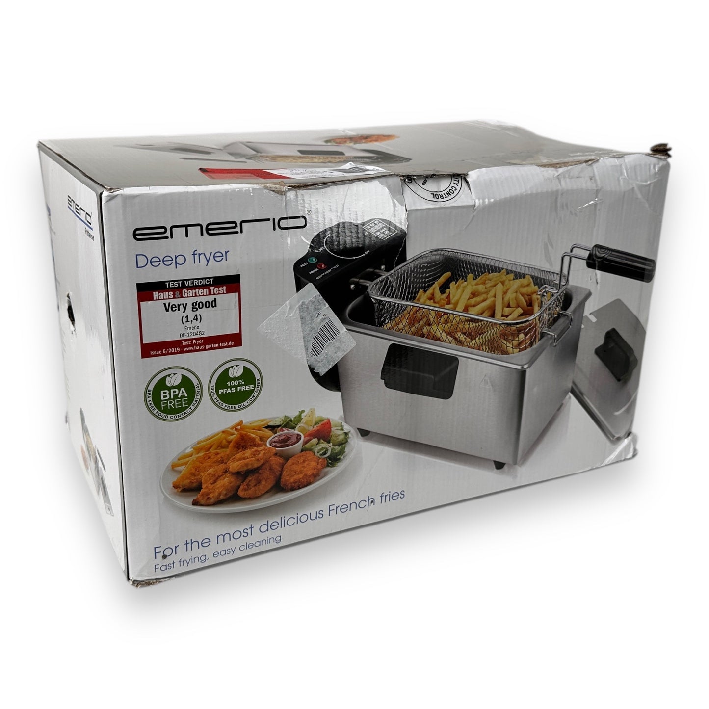 Emerio DF-120482 Kaltzonenfritteuse silberfarben Fassungsvermögen 0,6 kg