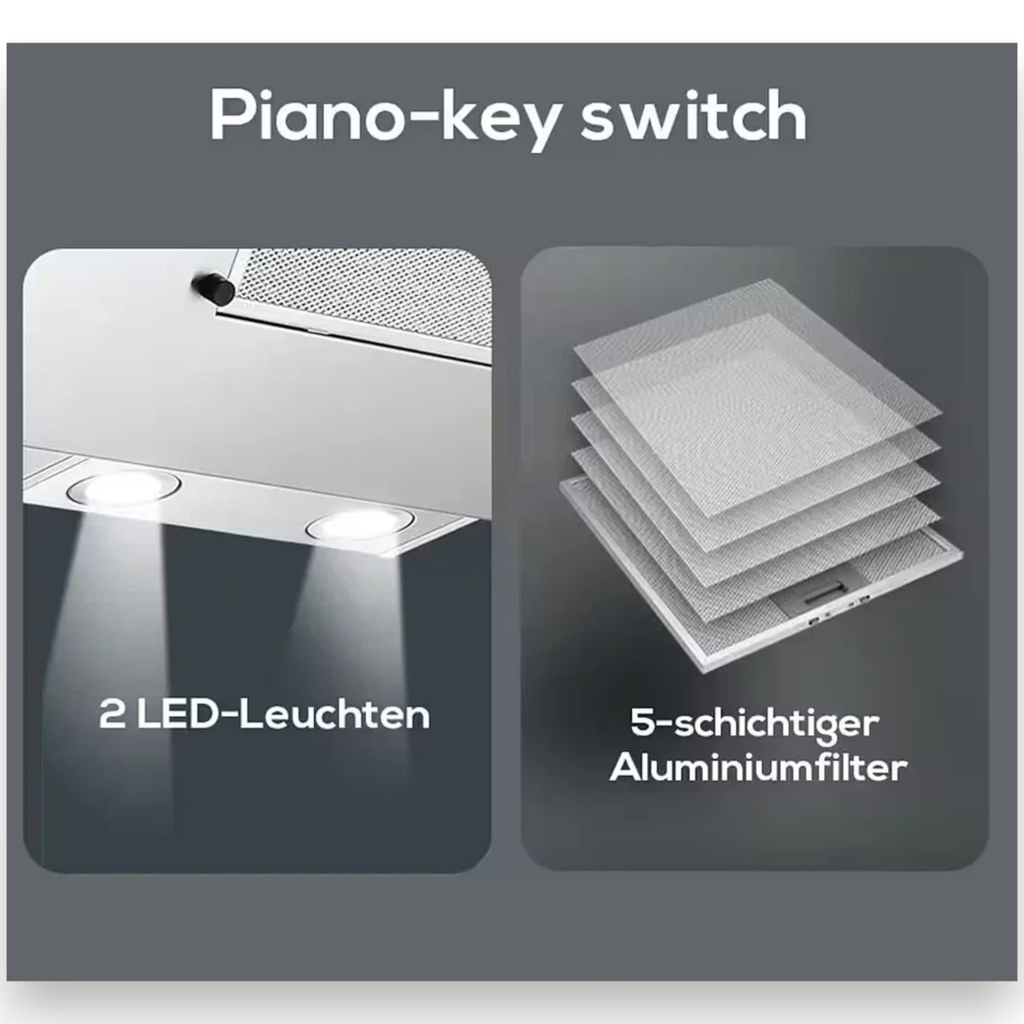 Hanseatic Dunstabzugshaube Kopffreihaube Silber 60cm SY-103B3-P1-C120-L52-600