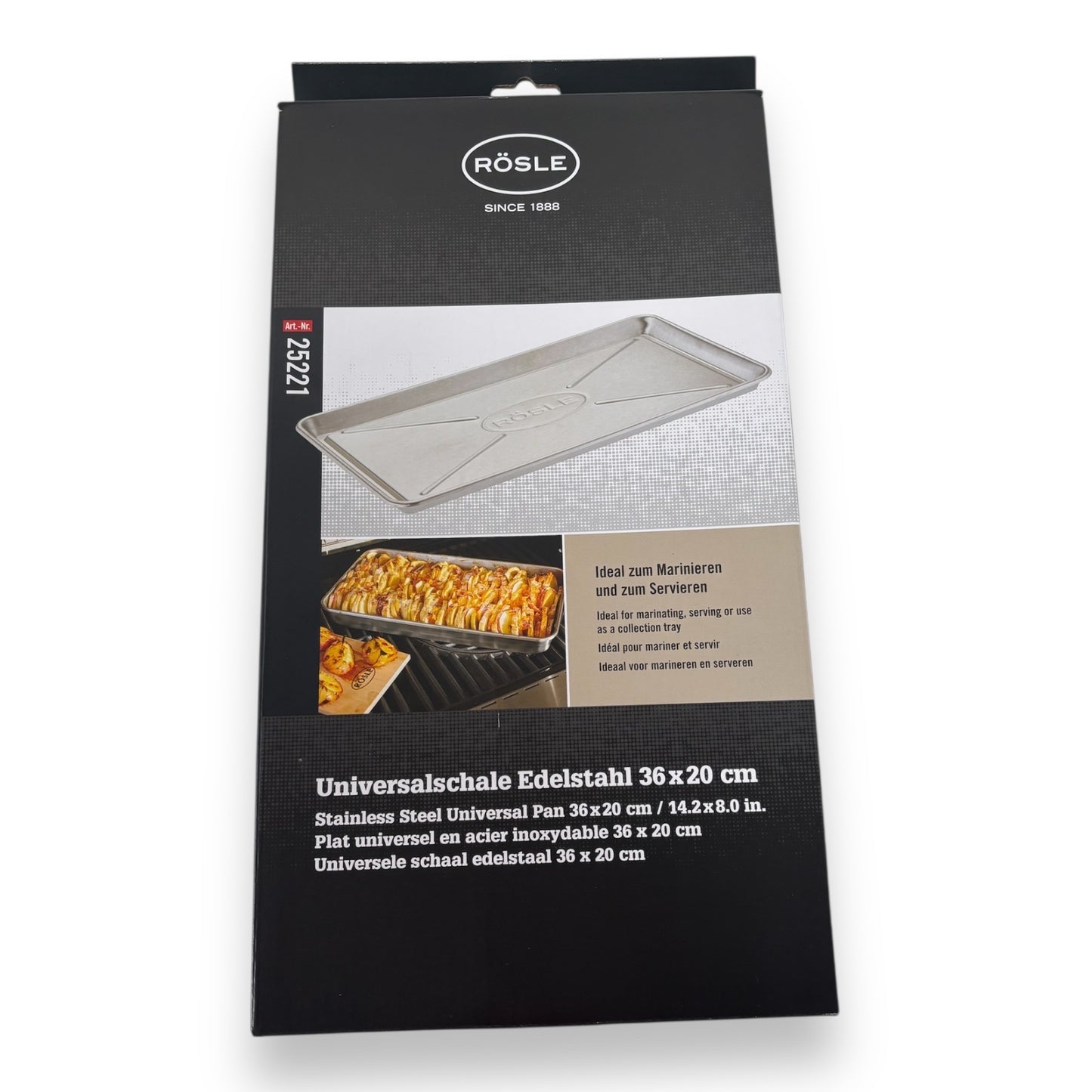 Rösle 25221 Grillschale Edelstahlschale für Gas- und Kohlegrills spülmaschinengeeignet