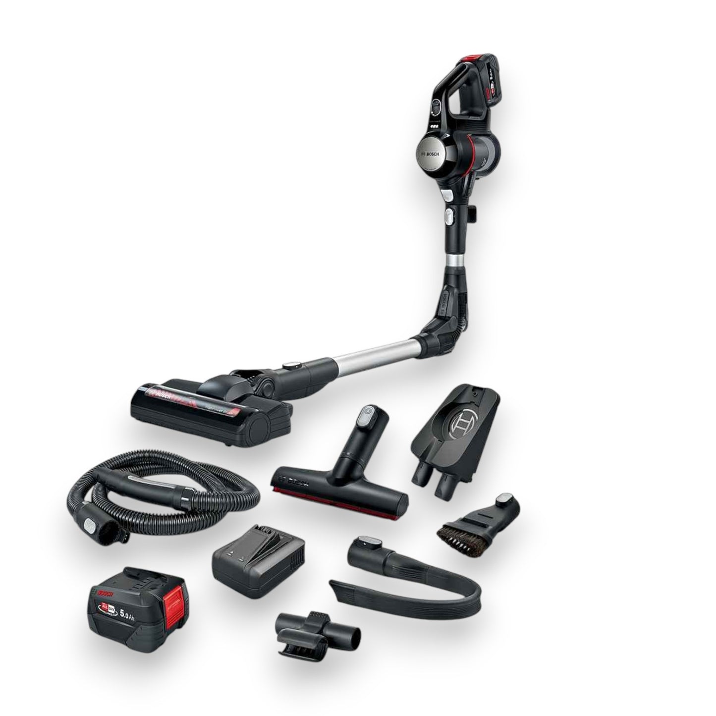 Bosch 7 BSS715FRSH Akku-Stielstaubsauger Unlimited Knickrohr Hygiene-Filter 10 J. Motorgarantie1x 5 Ah Akku lange Laufzeit Schnellladegerät viel Zubehör