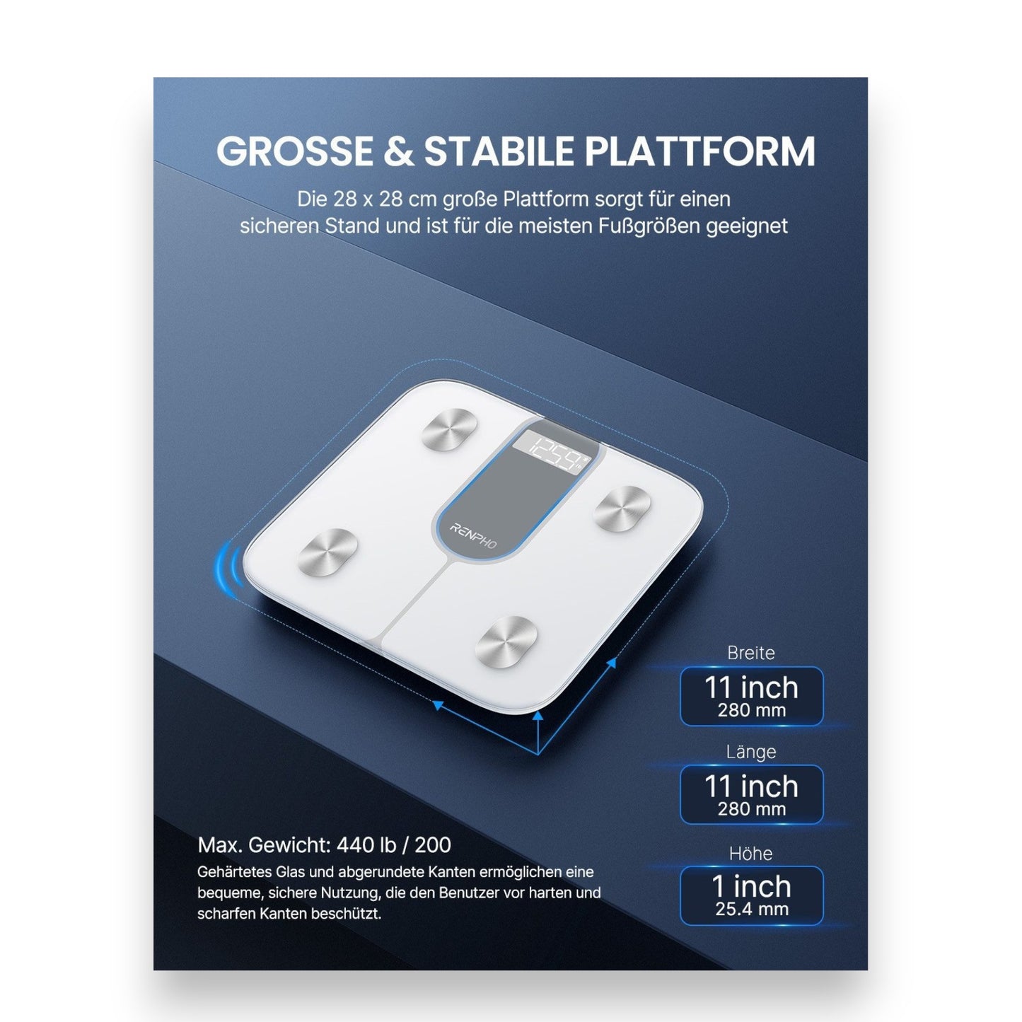 Renpho A033Smarte Körper-Analyse-Waage Elis 1C Smart Body Scale Körperanalysewaage mit 13 essentiellen Körpermessungen