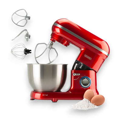 Bourgini Küchenmaschine Classic Kitchen Chef 4,5 Liter Fassungsvermögen 1300 Watt-Motor Rot