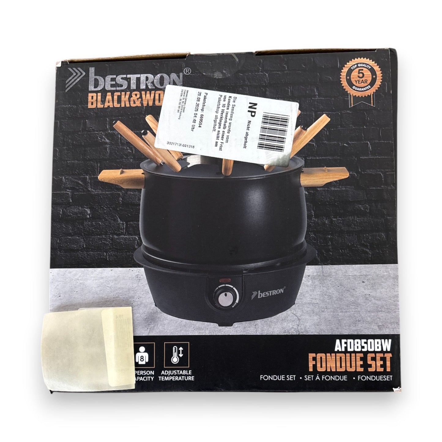 Bestron Best Fondue Set AFD850BW 8 Personen 1500W