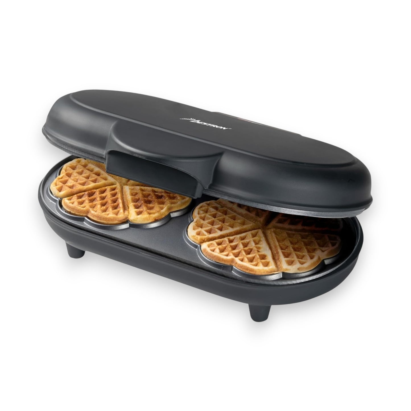 Bestron Doppel-Waffeleisen Herzwaffeleisen Mattschwarz