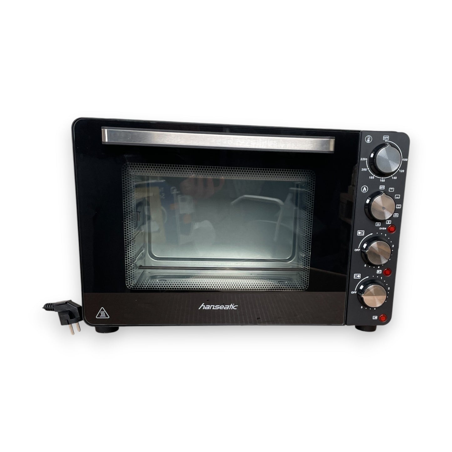 Hanseatic HMO287BKB Multiofen mit 2 Glaskeramik-Kochfeldern Ober/Unterhitze/Umluft Garraum, Grillspieß