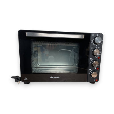 Hanseatic HMO287BKB Multiofen mit 2 Glaskeramik-Kochfeldern Ober/Unterhitze/Umluft Garraum, Grillspieß