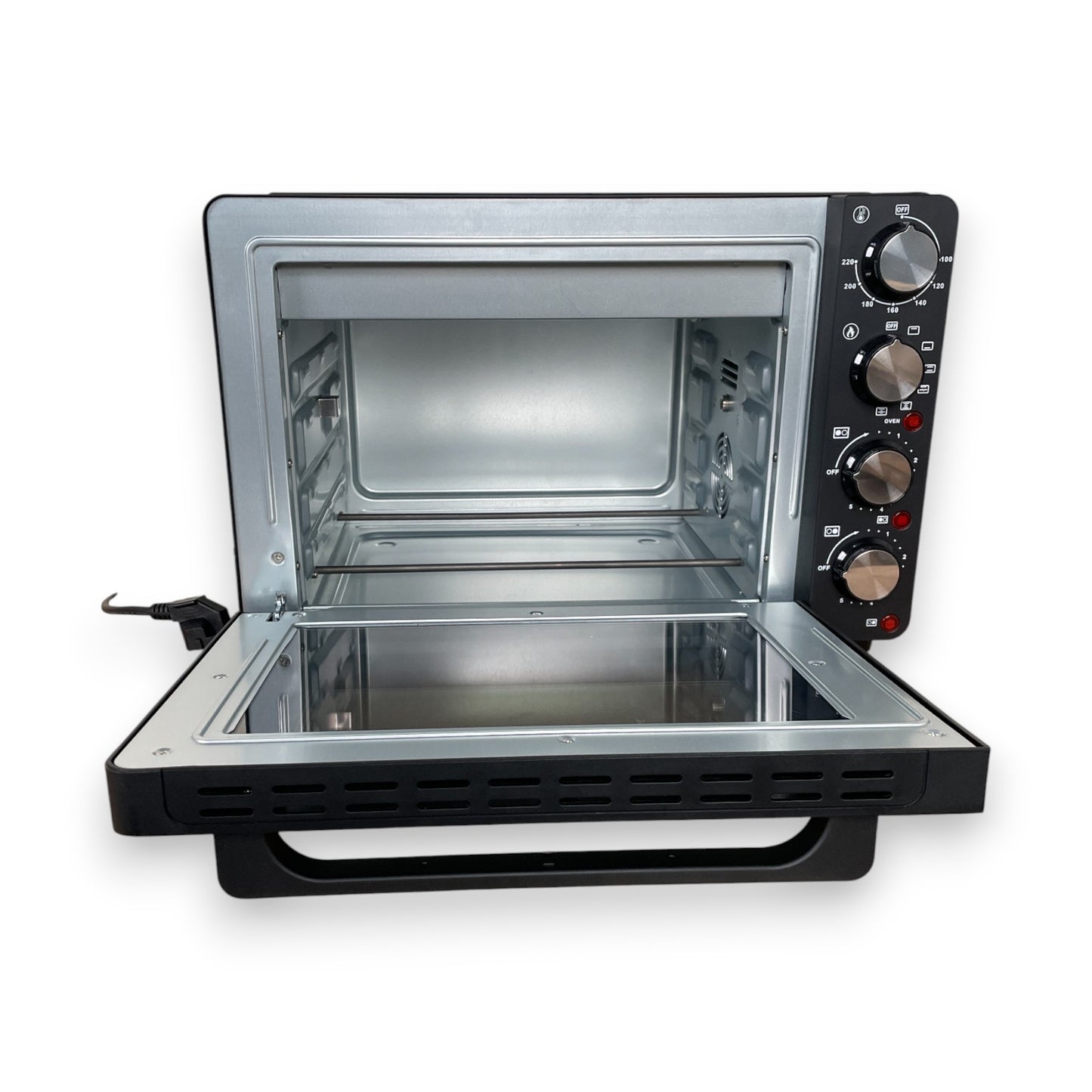 Hanseatic HMO287BKB Multiofen mit 2 Glaskeramik-Kochfeldern Ober/Unterhitze/Umluft Garraum, Grillspieß