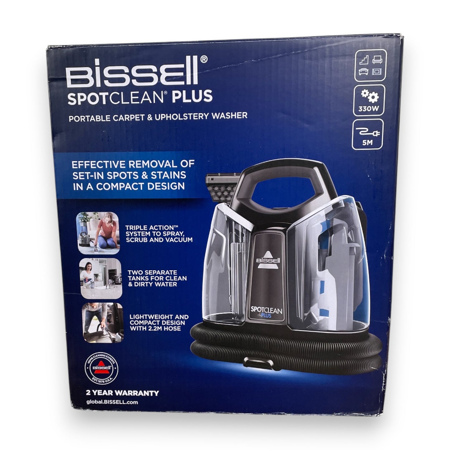 Bissell 3724N Wasch-Sauger SpotClean Plus reinigt Flecken auf Teppich, Polster,Treppe & Autositz