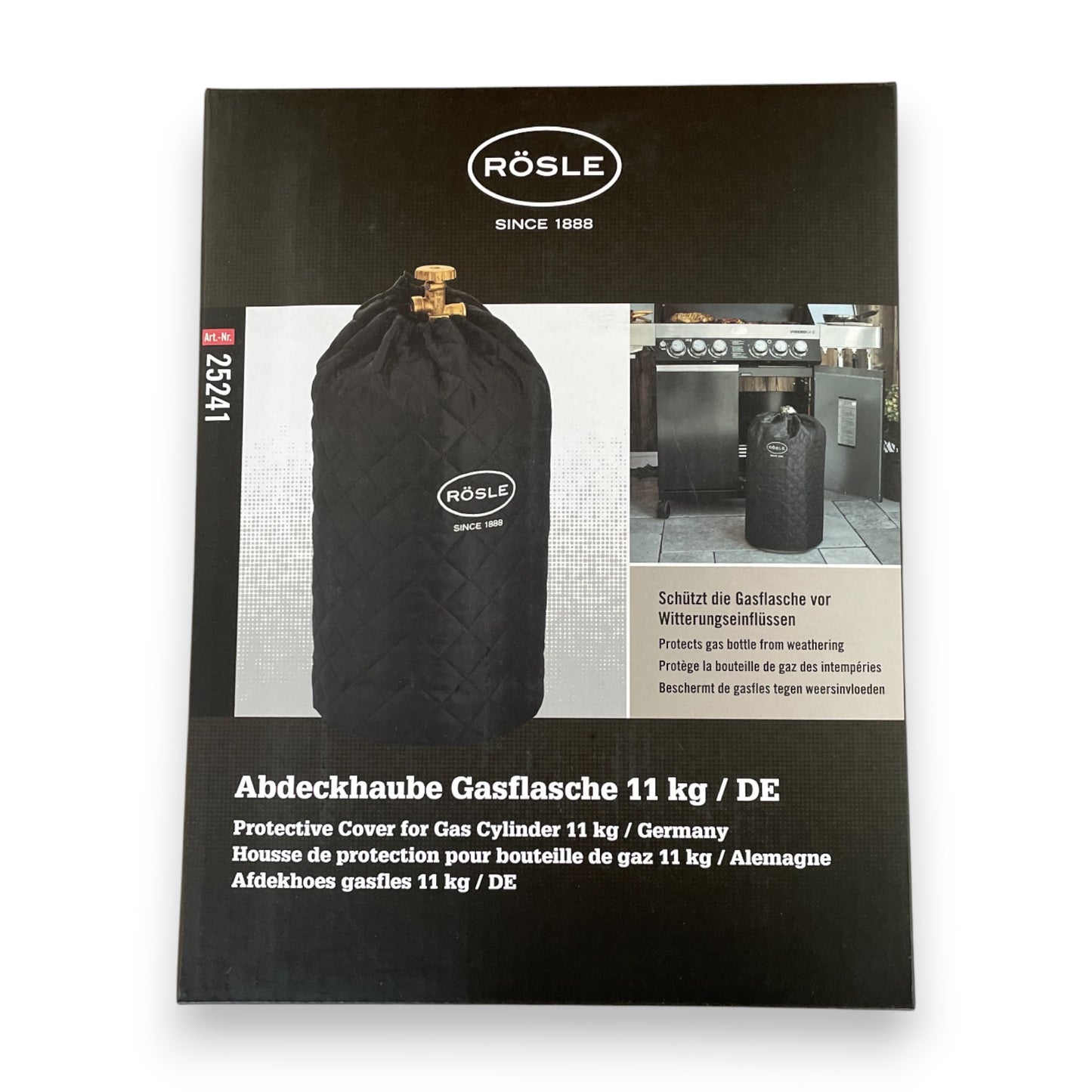 Rösle Abdeckhaube für Gasflasche 5 kg Schutzhülle Abdeckplanen Schwarz Schutz